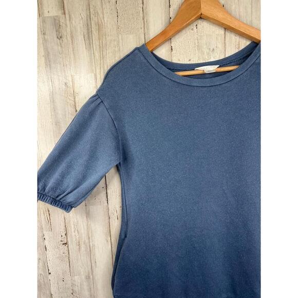 Caslon Casual Blue Dress Short Puff Sleeves Round Neck Size XXS Pockets - Picture 3 of 12